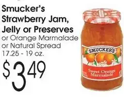 Family Fare Smucker's Strawberry Jam, Jelly or Preserves or Orange Marmalade or Natural Spread offer