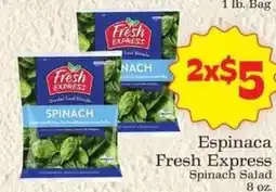 Supermercado Nuestra Familia Fresh Express Spinach Salad offer