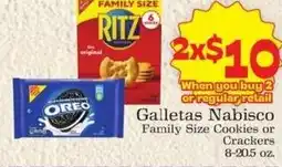 Supermercado Nuestra Familia Galletas Nabisco Family Size Cookies or Crackers offer