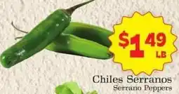 Supermercado Nuestra Familia Serrano Peppers offer
