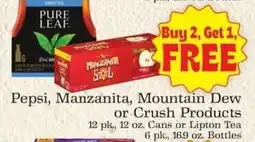 Supermercado Nuestra Familia Pepsi, Manzanita, Mountain Dew or Crush Products offer