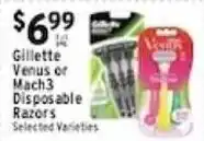 Met Foodmarkets Gillette Venus or Mach3 Disposable Razors offer