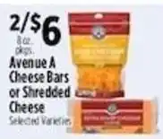 Pioneer Supermarkets Avenue A Cheese Bars or Shredded Cheese offer