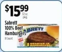 Pioneer Supermarkets Sabrett 100% Beef Hamburgers offer