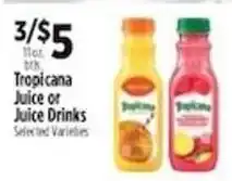 Pioneer Supermarkets Tropicana Juice or Juice Drinks offer