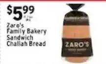 Met Foodmarkets Zaro's Family Bakery Sandwich Challah Bread offer