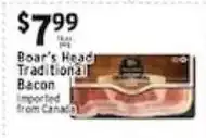 Met Foodmarkets Boar's Head Traditional Bacon offer