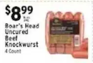 Met Foodmarkets Boar's Head Uncured Beef Knockwurst offer