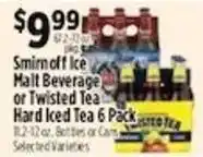 Pioneer Supermarkets Smirnoff Ice Malt Beverage or Twisted Tea Hard Iced Tea 6 Pack offer