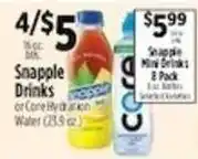 Pioneer Supermarkets Snapple Drinks or Core Hydration Water offer