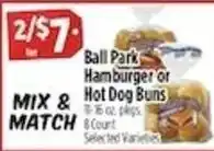 Pioneer Supermarkets Ball Park Hamburger or Hot Dog Buns offer