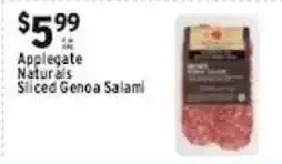 Met Foodmarkets Applegate Naturals Sliced Genoa Salami offer