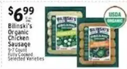 Met Foodmarkets Billinski's organic chicken sausage offer