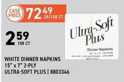 US Foods Chef's Store Ultra-Soft Plus white dinner napkins offer