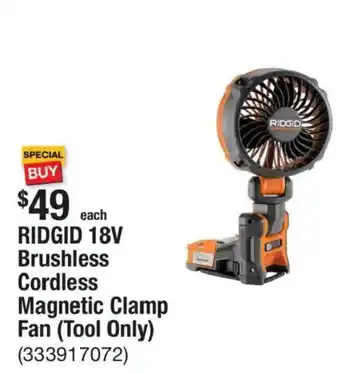 Ridgid 18v Brushless Cordless Magnetic Clamp Fan