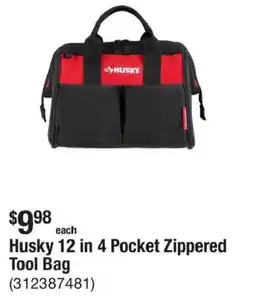 The Home Depot Husky 12 in 4 Pocket Zippered Tool Bag offer