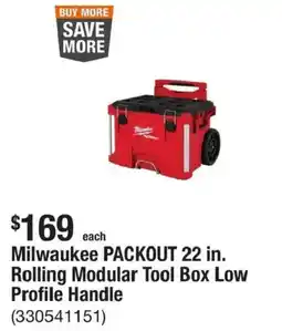 The Home Depot Milwaukee PACKOUT 22 in. Rolling Modular Tool Box Low Profile Handle offer