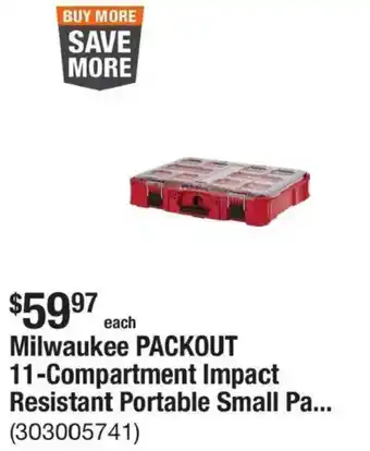 The Home Depot Milwaukee packout 11-compartment impact resistant portable small pa... offer