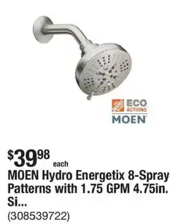 The Home Depot Moen hydro energetix 8-spray patterns offer