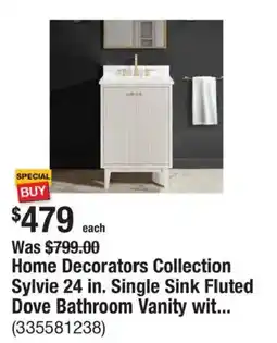 The Home Depot Home Decorators Collection Sylvie 24 in. Single Sink Fluted Dove Bathroom Vanity wit... offer