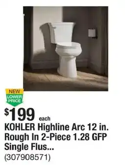 The Home Depot Kohler highline arc 12 in. rough in 2-piece 1.28 gfp single flush offer