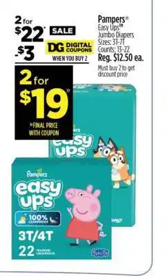 Dollar General Pampers Easy Ups offer