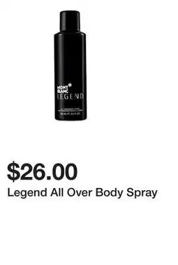 Belk Legend All Over Body Spray offer