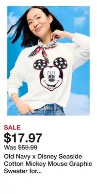 Old Navy Old Navy x Disney Seaside Cotton Mickey Mouse Graphic Sweater for Women offer