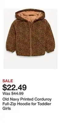 Old Navy Old Navy Printed Corduroy Full-Zip Hoodie for Toddler Girls offer