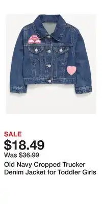 Old Navy Old Navy Cropped Trucker Denim Jacket for Toddler Girls offer