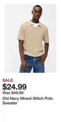 Old Navy Old Navy Mixed-Stitch Polo Sweater offer