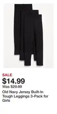 Old Navy Old Navy Jersey Built-In Tough Leggings 3-Pack for Girls offer