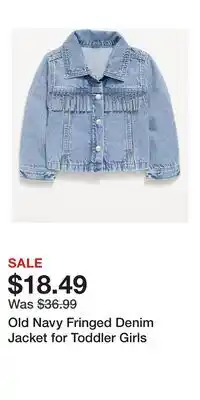 Old Navy Old Navy Fringed Denim Jacket for Toddler Girls offer