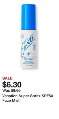 Ulta Beauty Vacation Super Spritz SPF50 Face Mist offer