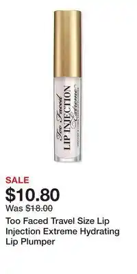 Ulta Beauty Too Faced Travel Size Lip Injection Extreme Hydrating Lip Plumper offer