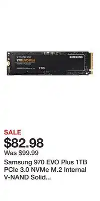 Game Stop Samsung 970 EVO Plus 1TB PCIe 3.0 NVMe M.2 Internal V-NAND Solid State Drive offer
