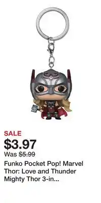 Game Stop Funko Pocket Pop! Marvel Thor: Love and Thunder Mighty Thor 3-in Vinyl Figure Keychain offer