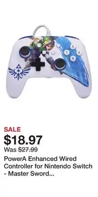 Game Stop PowerA Enhanced Wired Controller for Nintendo Switch - Master Sword Attack offer