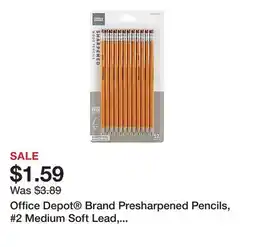 Office Depot Office Depot Brand Presharpened Pencils, #2 Medium Soft Lead, Yellow, Pack Of 12 offer