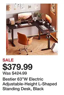 Office Depot Bestier 63W Electric Adjustable-Height L-Shaped Standing Desk, Black offer