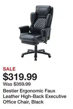 Office Depot Bestier Ergonomic Faux Leather High-Back Executive Office Chair, Black offer
