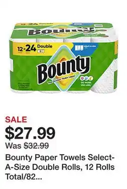 Office Depot Bounty Paper Towels Select-A-Size Double Rolls, 12 Rolls Total/82 Sheets Per Roll, White offer