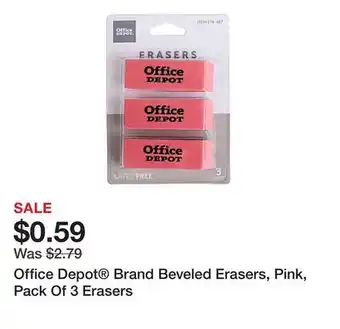 Office Depot Office Depot Brand Beveled Erasers, Pink, Pack Of 3 Erasers offer