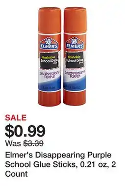 Office Depot Elmer's Disappearing Purple School Glue Sticks, 0.21 oz, 2 Count offer