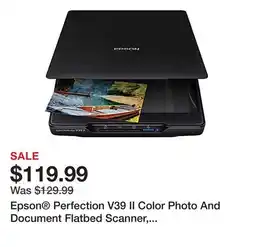 Office Depot Epson Perfection V39 II Color Photo And Document Flatbed Scanner, Black, B11B268201 offer