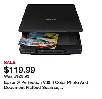 Office Depot Epson Perfection V39 II Color Photo And Document Flatbed Scanner, Black, B11B268201 offer