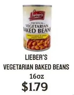 Seven Mile Market Lieber's vegetarian baked beans offer