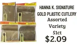 Seven Mile Market Hanna K. signature gold plastic cutlery offer