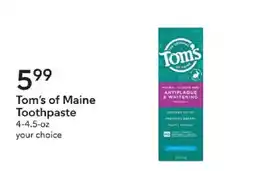 Publix Tom's of Maine Toothpaste offer