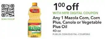 Mazola corn, corn plus, canola or vegetable plus oil